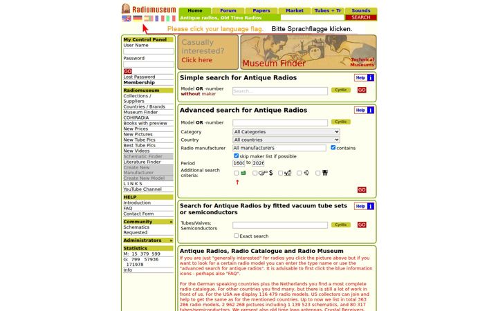 Screenshot of radiomuseum.org