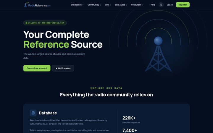 Screenshot of radioreference.com