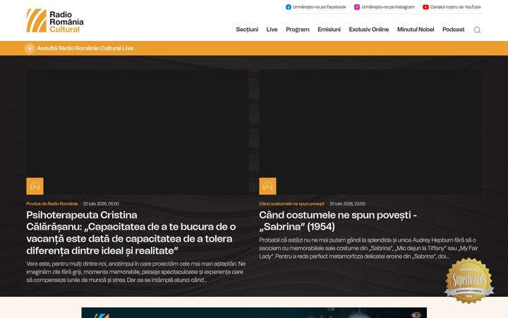 Screenshot of radioromaniacultural.ro
