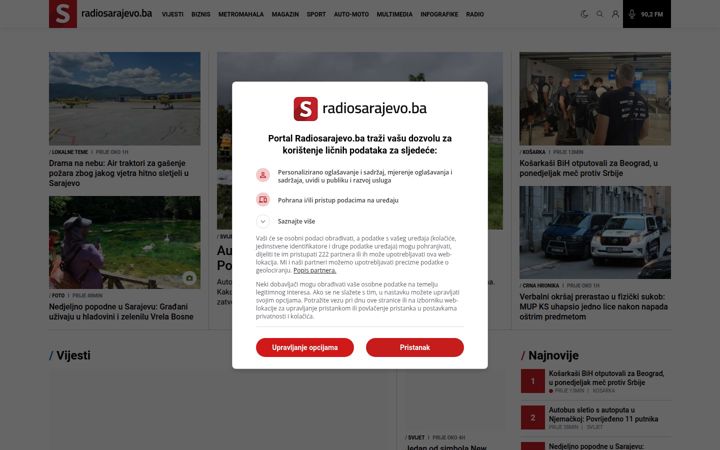 Screenshot of radiosarajevo.ba