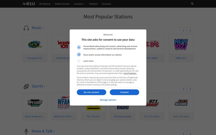 Screenshot of radiostationusa.fm