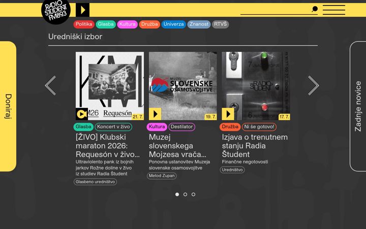 Screenshot of radiostudent.si
