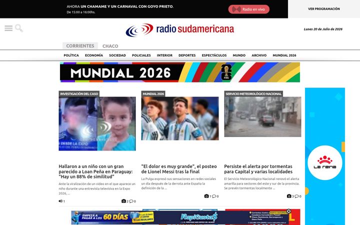 Screenshot of radiosudamericana.com