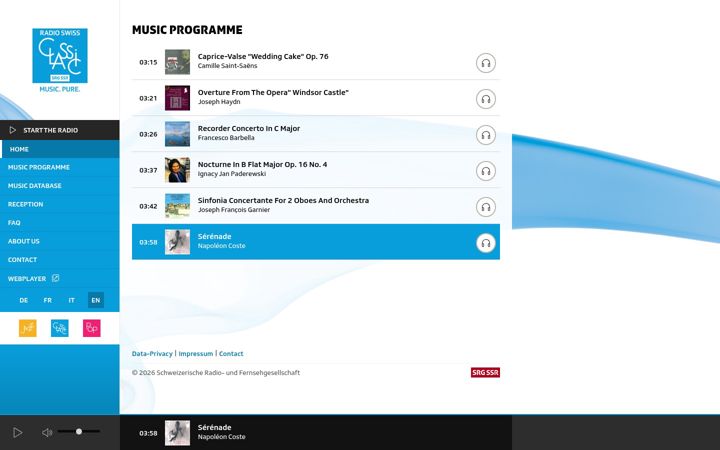 Screenshot of radioswissclassic.ch