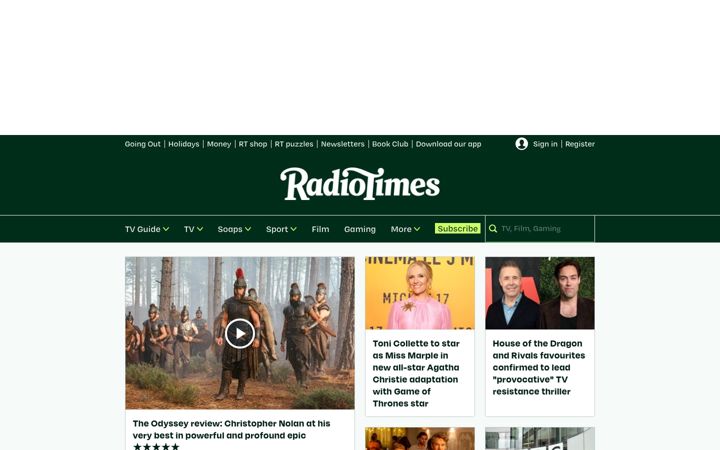 Posnetek zaslona radiotimes.com