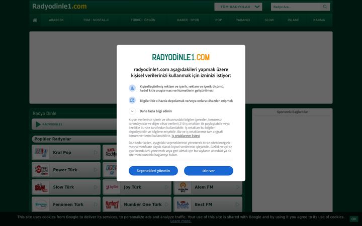 Screenshot of radyodinle1.com