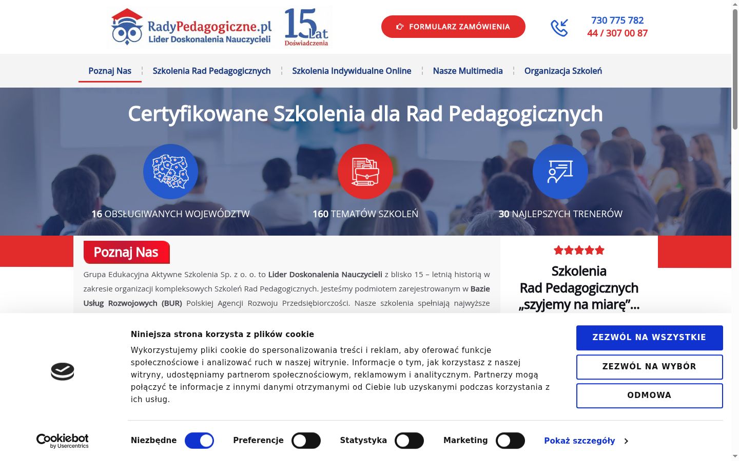Képernyőkép a bármilyen interakció előtt megjelenő hozzájárulási bannerről