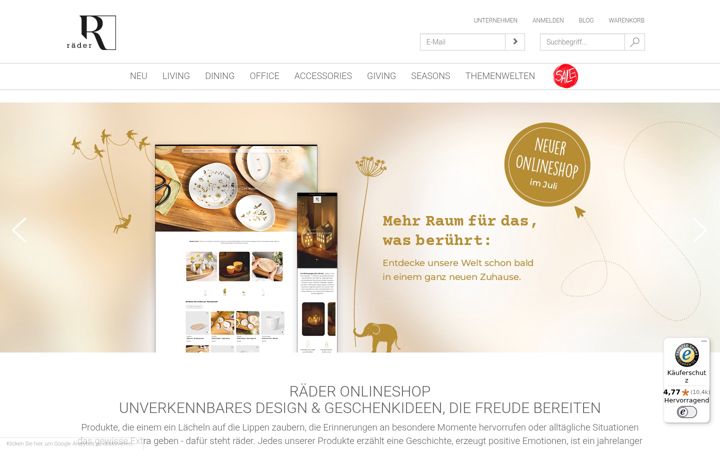 Screenshot ta' raeder-onlineshop.de