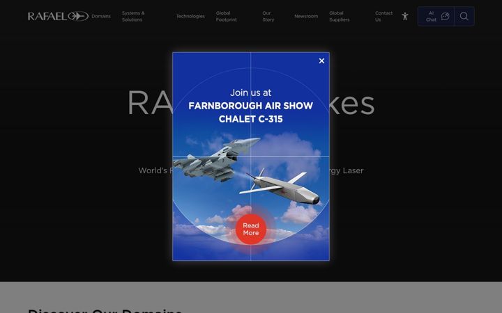 Skärmbild av rafael.co.il