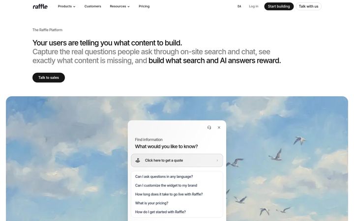 Screenshot of raffle.ai
