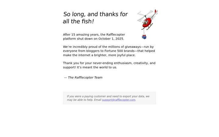 Snímek obrazovky rafflecopter.com