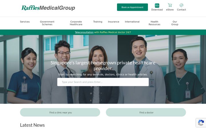 Screenshot von rafflesmedicalgroup.com