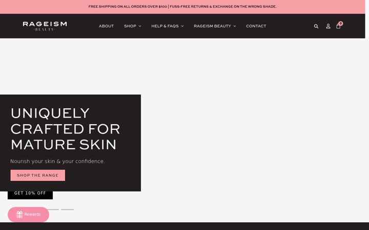 Screenshot of rageismbeauty.com.au