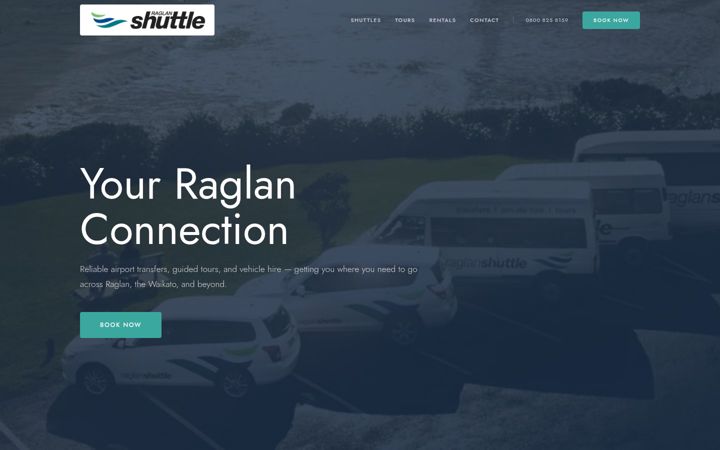 Screenshot of raglanshuttle.co.nz