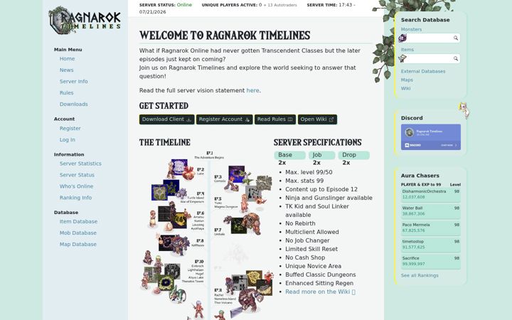 Screenshot of ragnaroktimelines.net