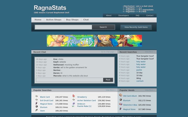 Screenshot of ragnastats.com