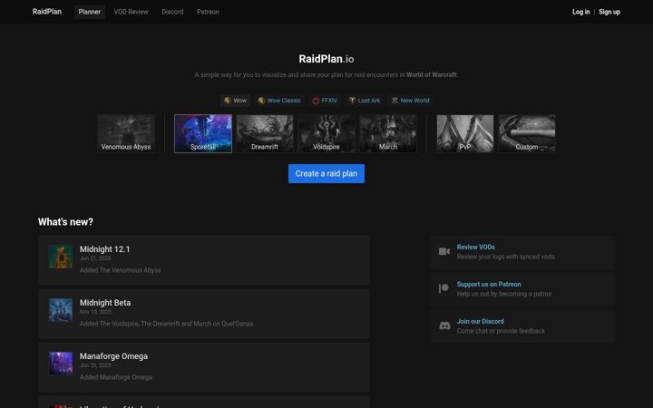 Screenshot of raidplan.io