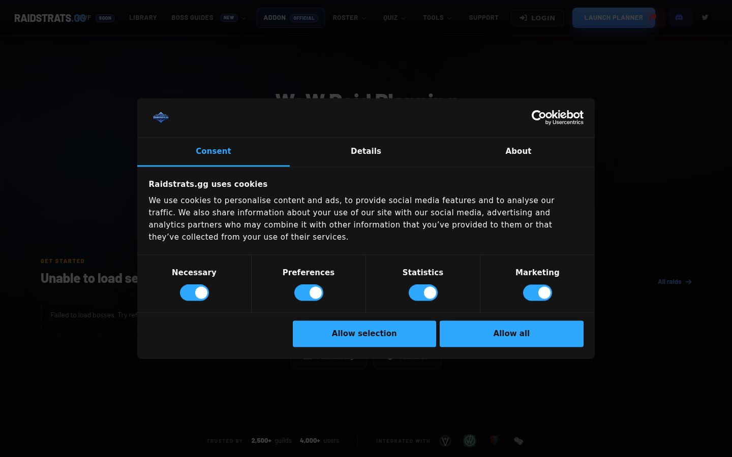 Captura de ecrã do banner de consentimento apresentado antes de qualquer interação
