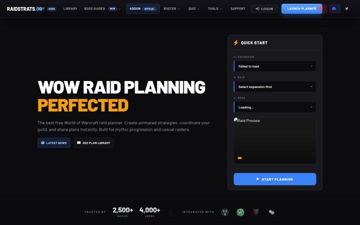 Screenshot of raidstrats.gg