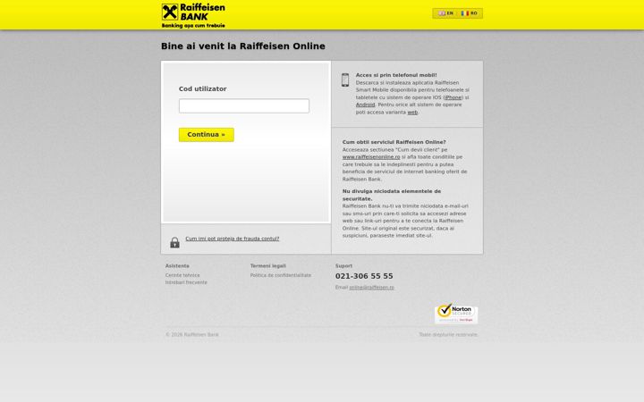 Screenshot of raiffeisenonline.ro