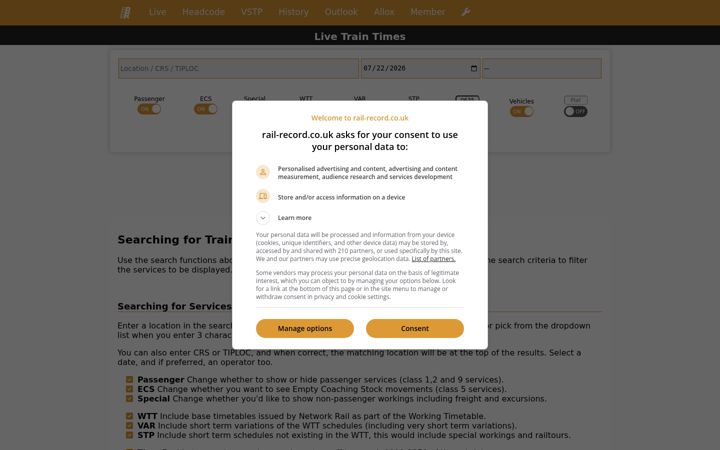Screenshot of rail-record.co.uk