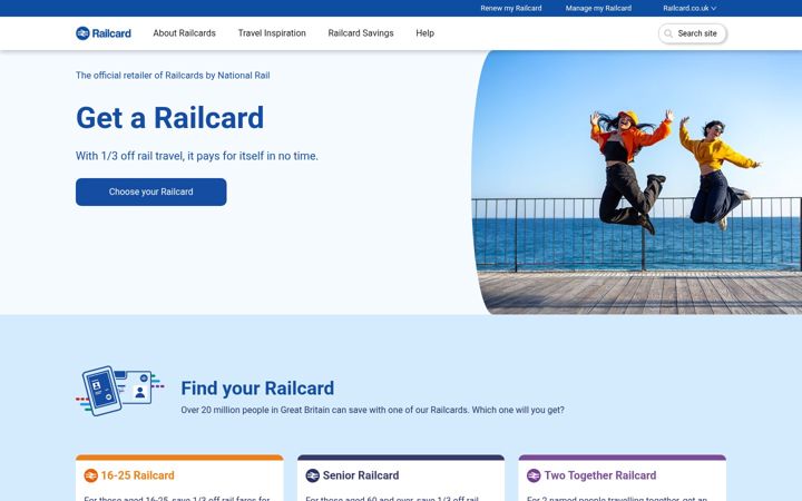 Screenshot of railcard.co.uk