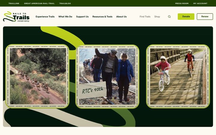 Screenshot of railstotrails.org
