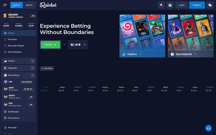 Screenshot of rainbet.com
