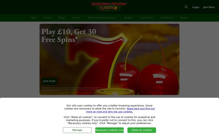Screenshot of rainbowrichescasino.com
