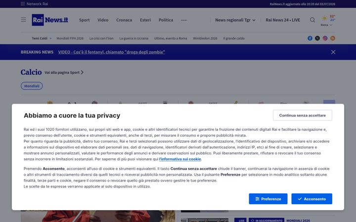 Screenshot of rainews.it