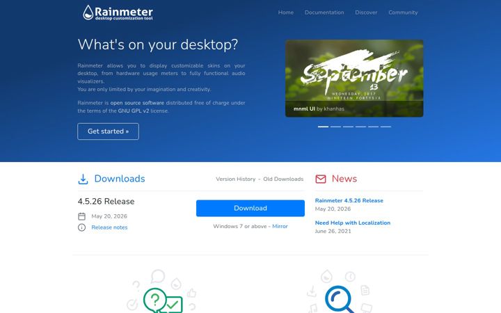 Screenshot of rainmeter.net