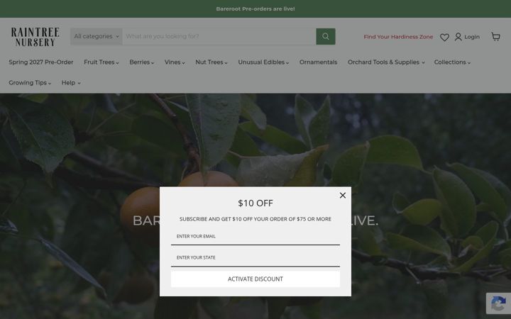 Screenshot of raintreenursery.com