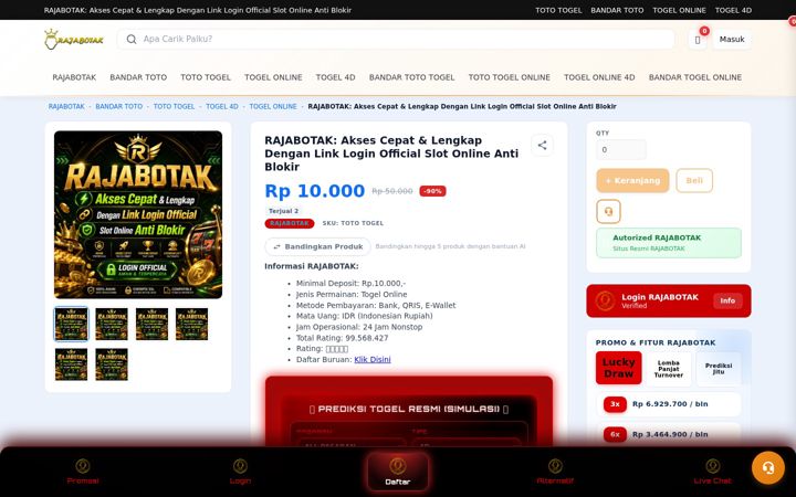 Screenshot of rajabotak129.xyz