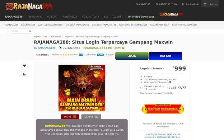 Screenshot of rajanaga188.vip