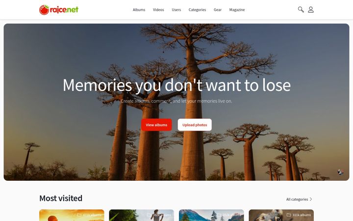 Screenshot of rajce.net