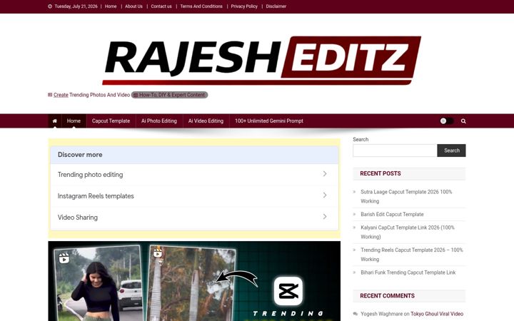 Screenshot of rajesheditz.com