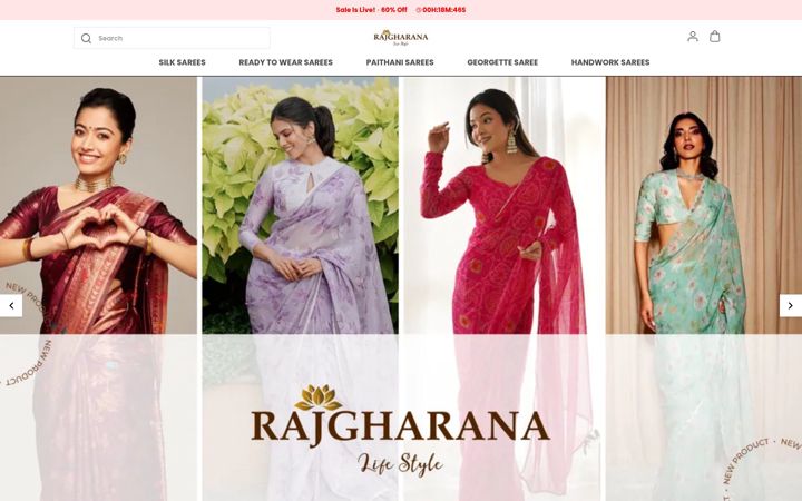 Screenshot of rajgharanalifestyle.com