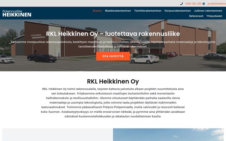 Screenshot ta' rakennusliikeheikkinen.fi