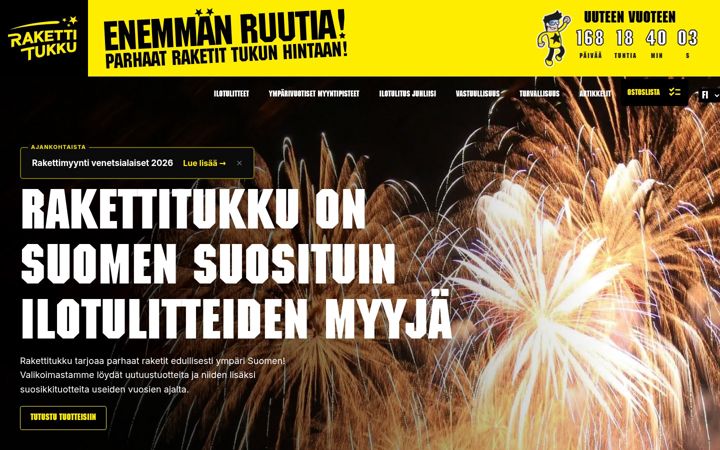 Snímek obrazovky rakettitukku.fi