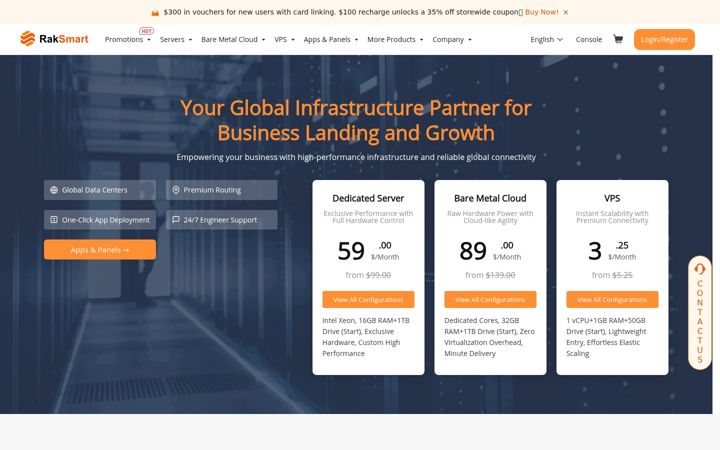 Screenshot of raksmart.com