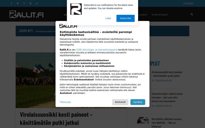 Snímek obrazovky rallit.fi