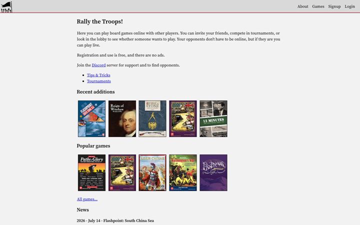 Screenshot of rally-the-troops.com