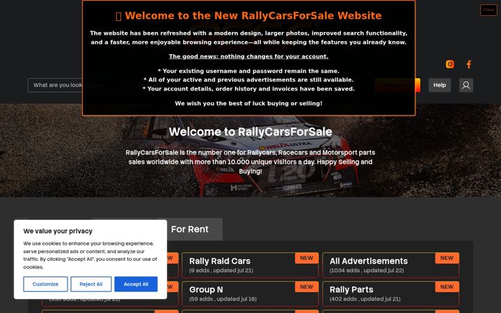 Screenshot of rallycarsforsale.net
