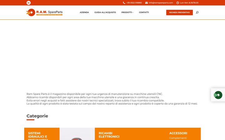 Captură de ecran a ramspareparts.com