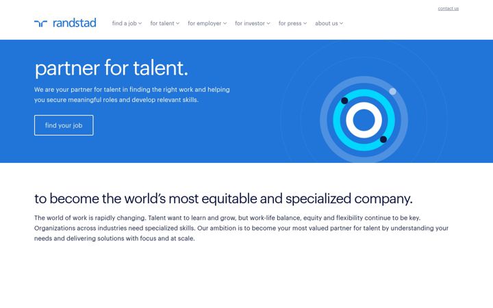 Екранна снимка на randstad.com