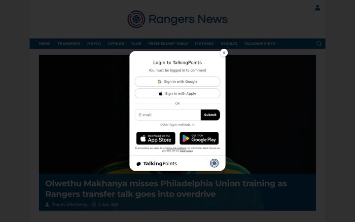 Screenshot of rangersnews.uk