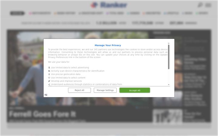 Screenshot von ranker.com
