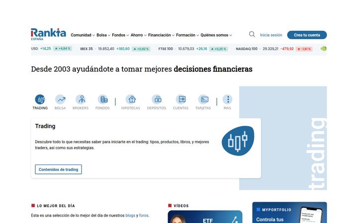 Screenshot of rankia.com