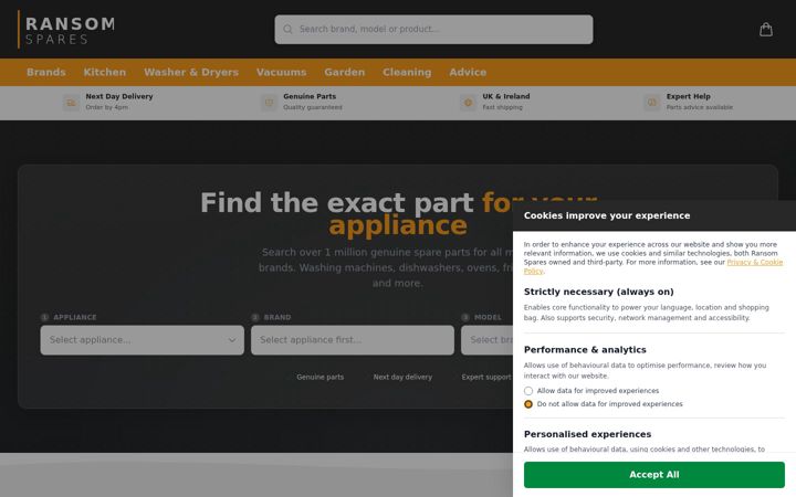 Screenshot of ransomspares.co.uk