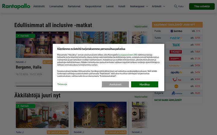 Screenshot of rantapallo.fi